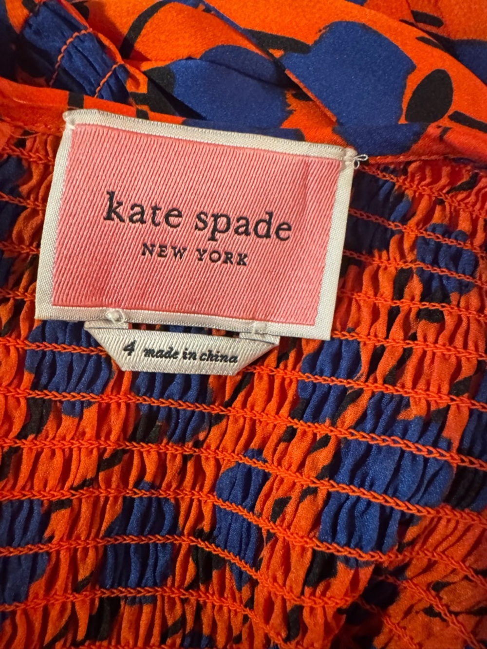 Kate Spade Orange and Blue Floral Midi Belted Dress - New York Seascape - Picture 8 of 10